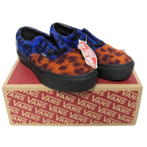 NWT VANS Era Platform Mix Leopard Fuzzy Sneakers 6.5 - Picture 2 of 6